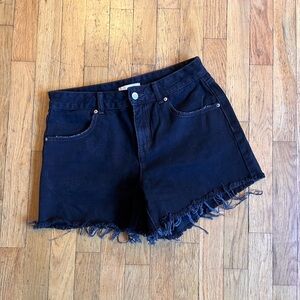 BDG Black Frayed Hem Jean Shorts